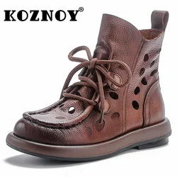 Koznoy 3cm modne letnie damskie sandały z koznoja z komina botki naturalne buty motocyklowe