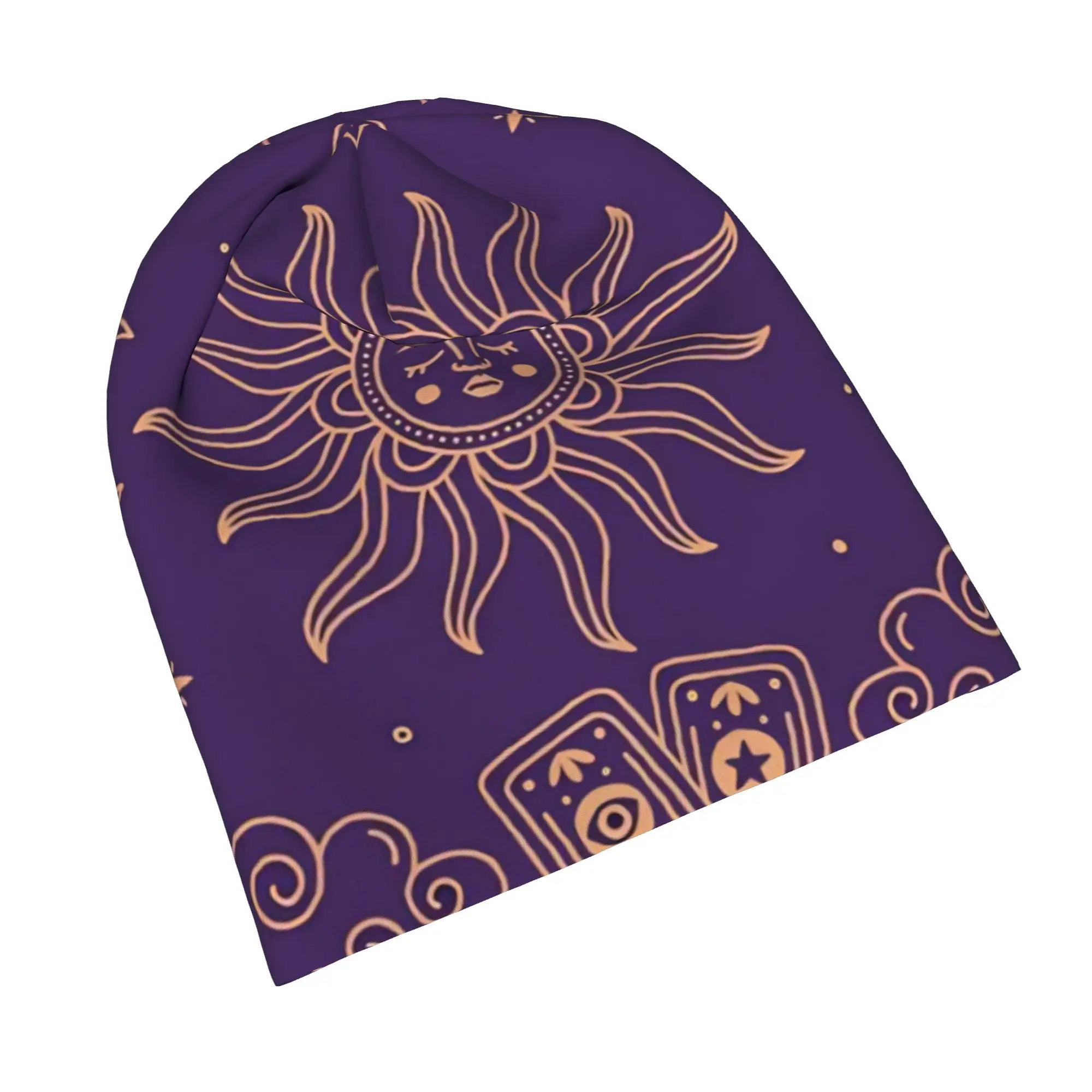 Sun and Moon Skullies Beanies Hats Magic Tarot Cards Goth Men Women Ski Cap Warm Head Wrap Bonnet Hat