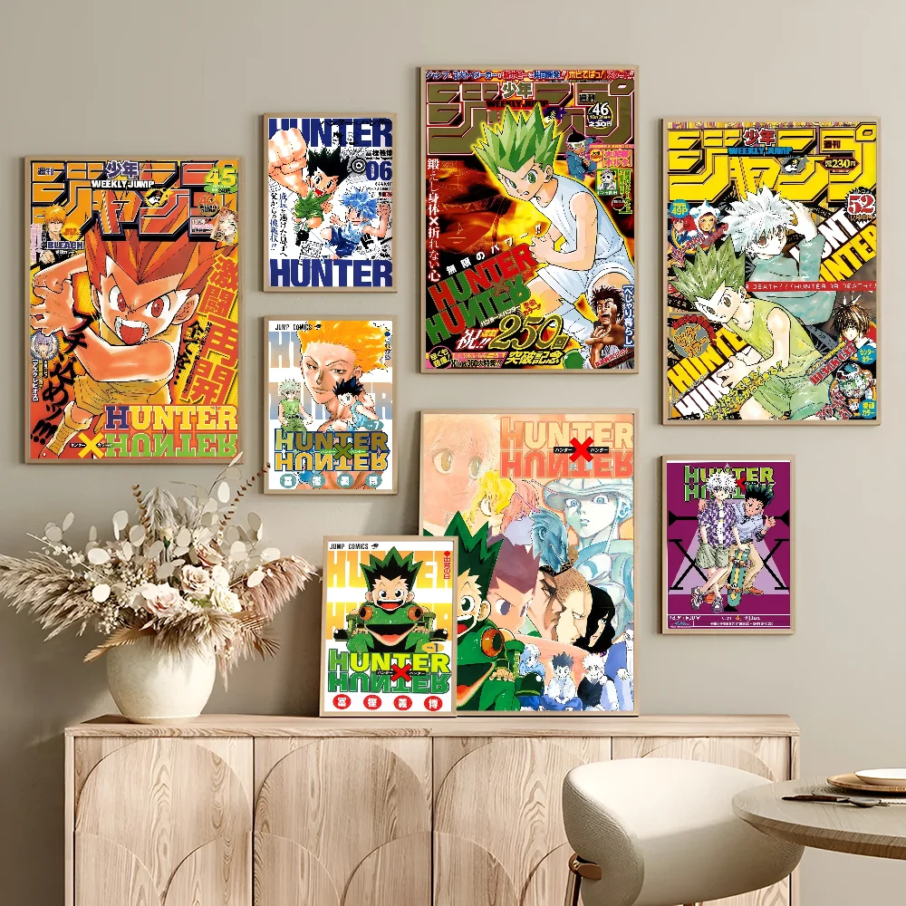 Carteles clásicos de Anime Hunter X Hunter, arte de pared de calidad HD, carteles Retro Para decoración de la habitación del hogar