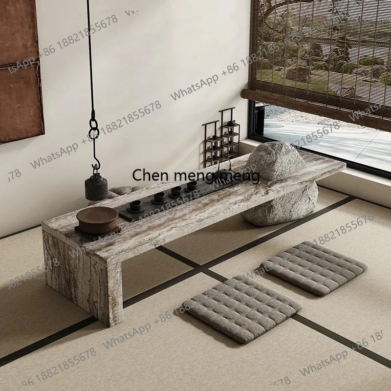 Wabi Sabi Zen Tea Table, Modern Minimalist Marble Tea Brewing Desk for Office Meditation Room, Customizable Designer Style