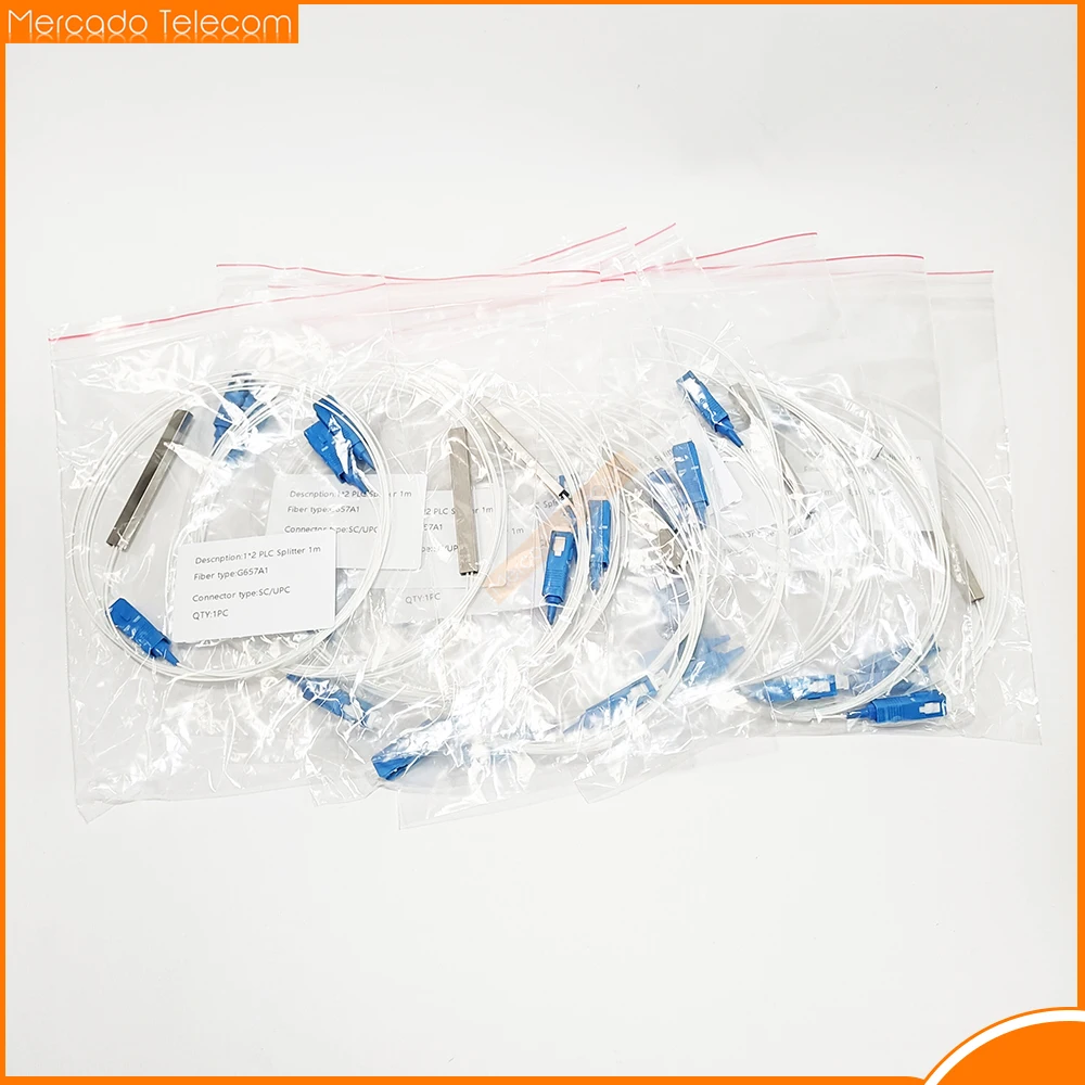 10PCS SC UPC 1X2 1X4 1X8 1X16 FTTH Fiber Optic Splitter PLC Optical Splitter 0.9mm PVC 1m FTTH Fiber Optic Splitter