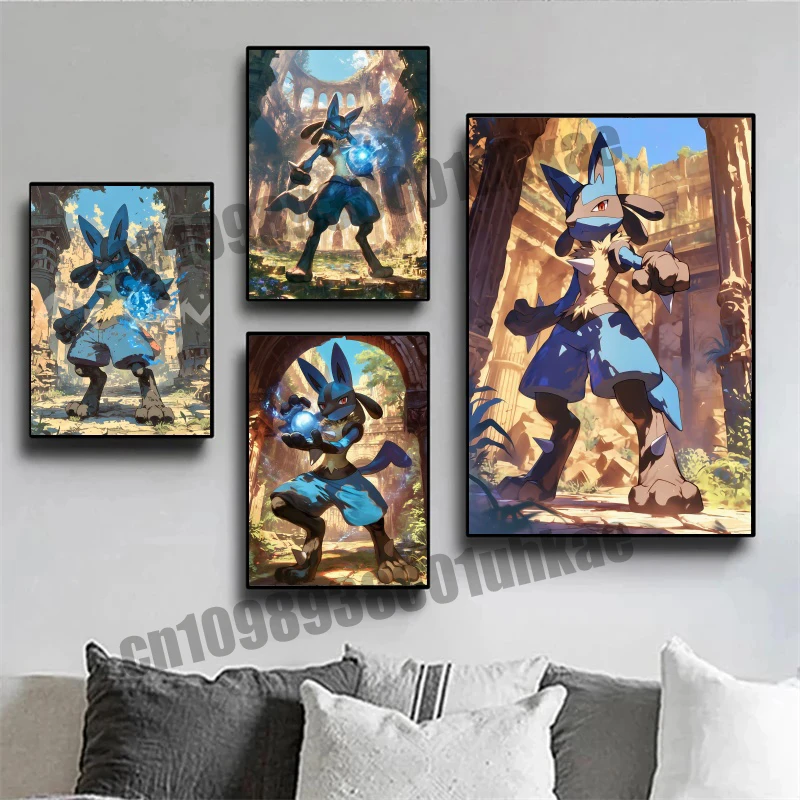 

Anime Pokemon Lucario Fans HD Picture Art Canvas Painting Party Decoration Modern Home Furniture Mural Ornaments Children's Gift
