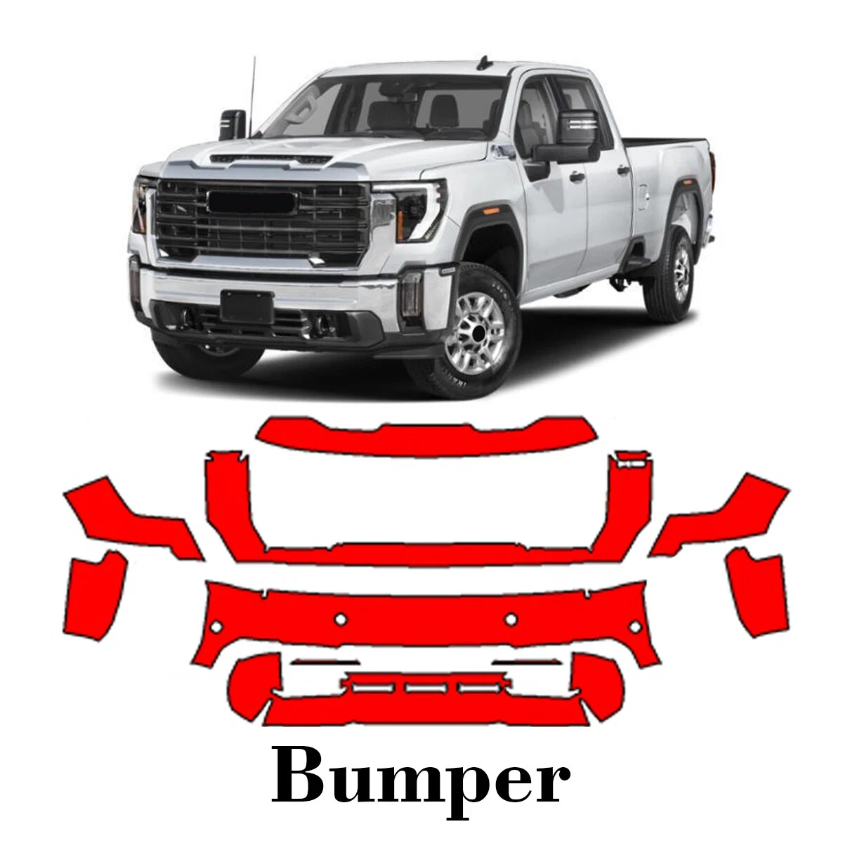 

For GMC Sierra 2500HD 2024-2025 TPU Paint Protection Film Self-Healing Clear Bra Pre-cut PPF Front Bumper Anti-Scratch Resistant
