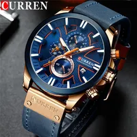 CURREN Man WristWatch Waterproof Chronograph Sport Men Watch Military Army Top Brand Luxury Genuine Leather New Male Clock 8346