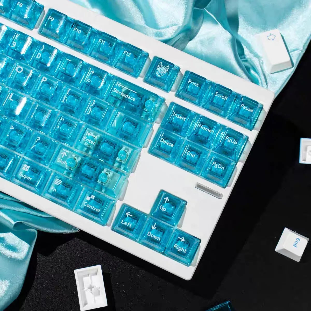 Imagem -04 - Aulidtech Havaí Gelo Keycaps Transparente Azul Gradiente Pbt Corante Sub uv Semi Brilho Através para Teclado Mecânico Neve Montanha