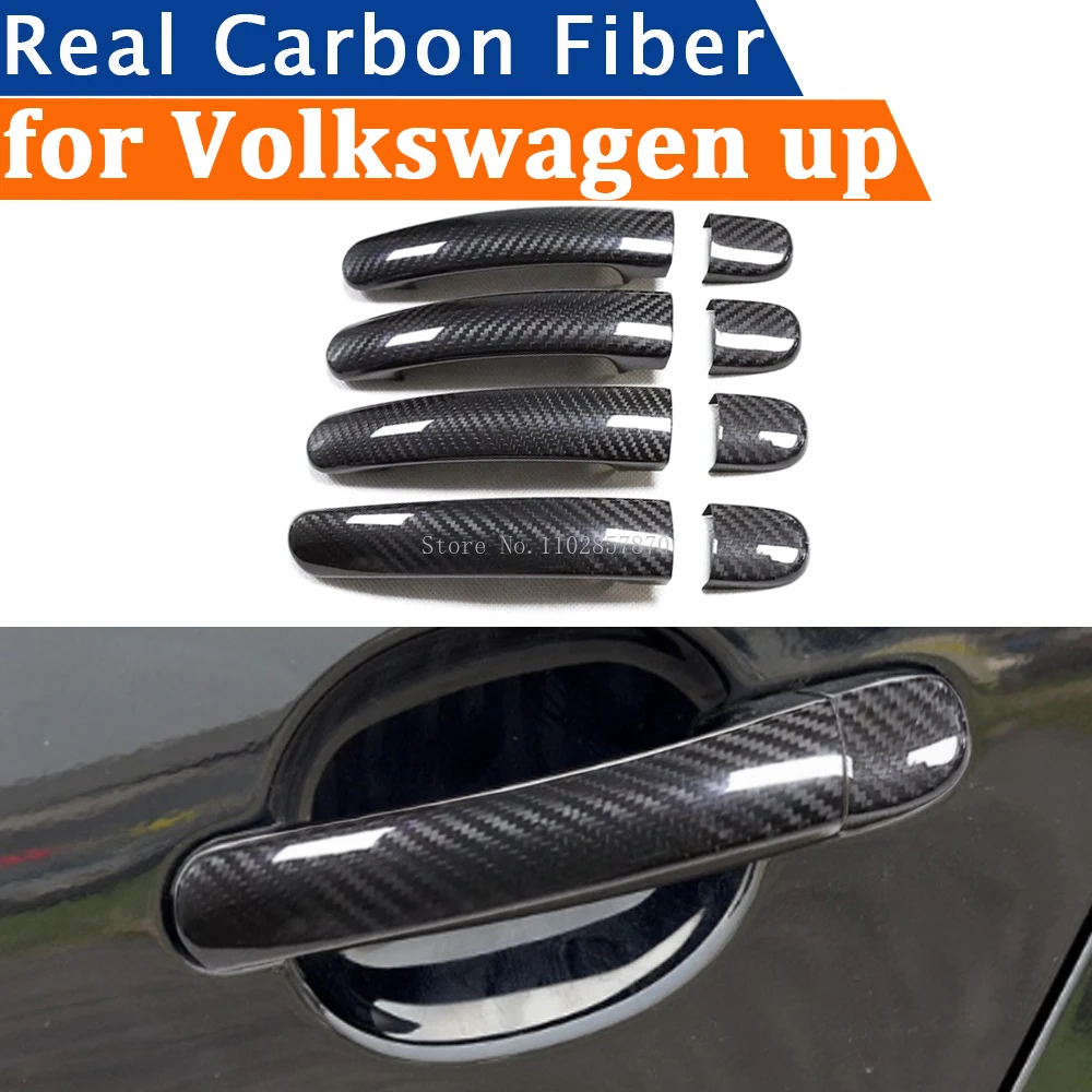 

For Volkswagen Up 2015 Car Accessories Real Carbon Fiber Door Handle Cover Frame Sticker Exterior Trim Bodykit