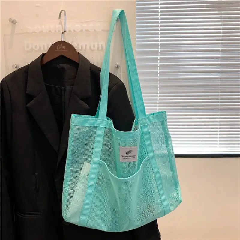 Transparente Mesh-Umhängetasche für Damen, Modische Tragbare Handtasche zum Einkaufen, Reisen, für den Strand, Netz-Tasche – Detail 5