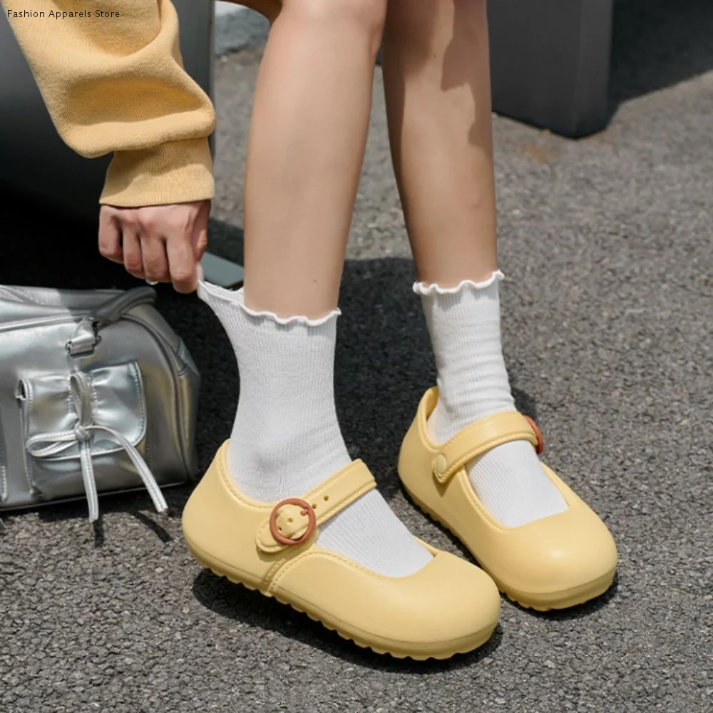 

Ins Candy Color EVA MaryJane Slippers Lolita Soft Sole EVA Ballet Shoes Anti-slip Slides Sandals Girl