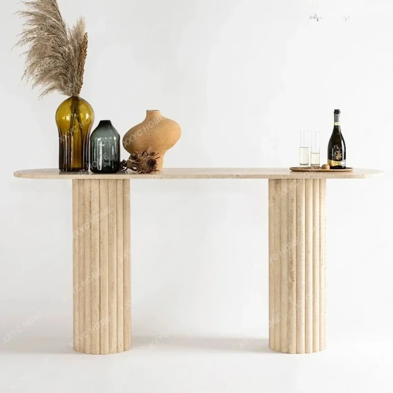 

X Minimalist Solid Wood Porch Table Against The Wall Strip Case End View Table Modern Simplicity