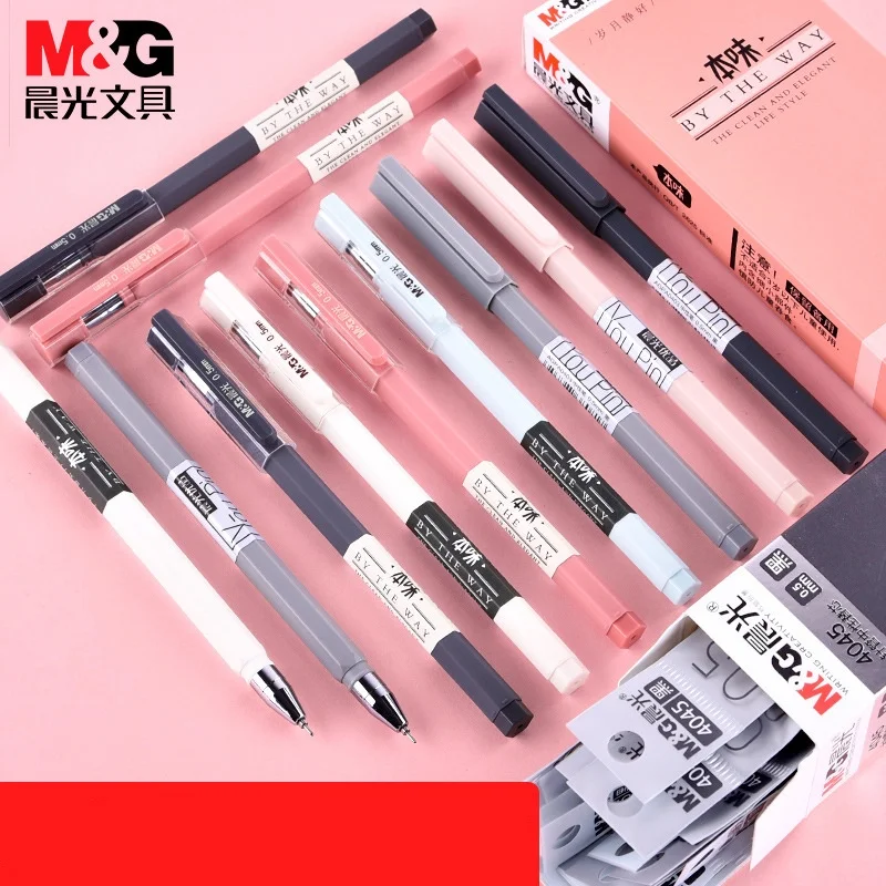 

2 Pens + 10 Refills Set M&G Gel Pen 0.5mm Cute Student Black Signature Pen Stationery Student School Office Stationary Supplies