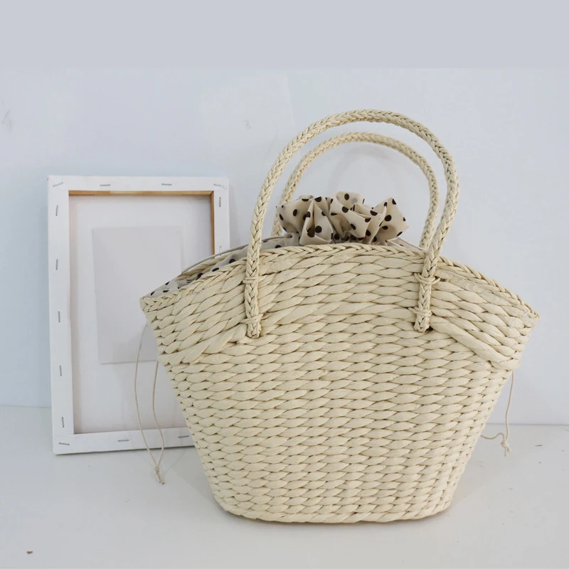 Women's Wicker Woven Shoulder Bag Beach Straw Large-Capacity Portable