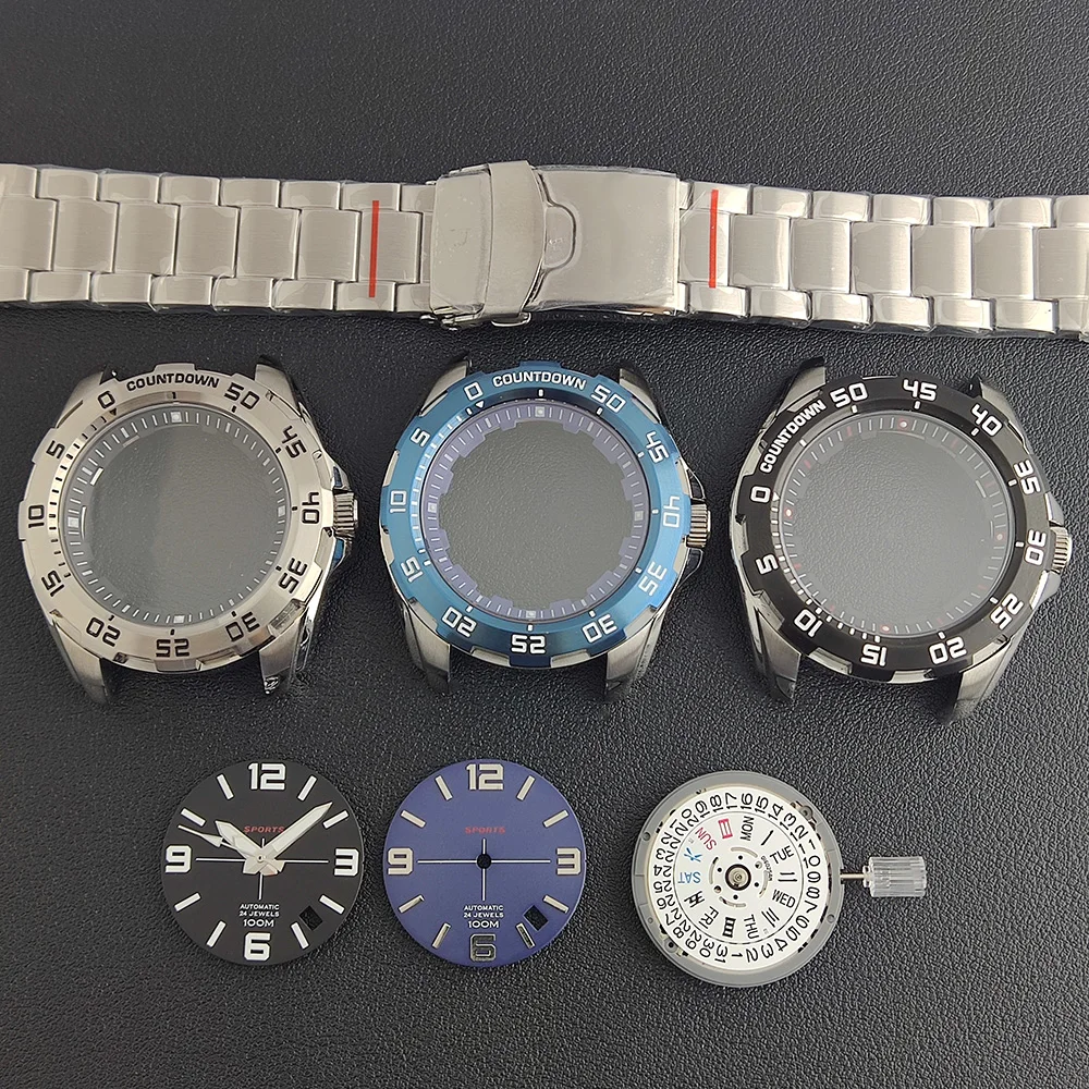 nh35 case 44mm case watch men\'s steel case FIT NH36 movement case watch accessories stainless steel case dial SRP559J1 605J2