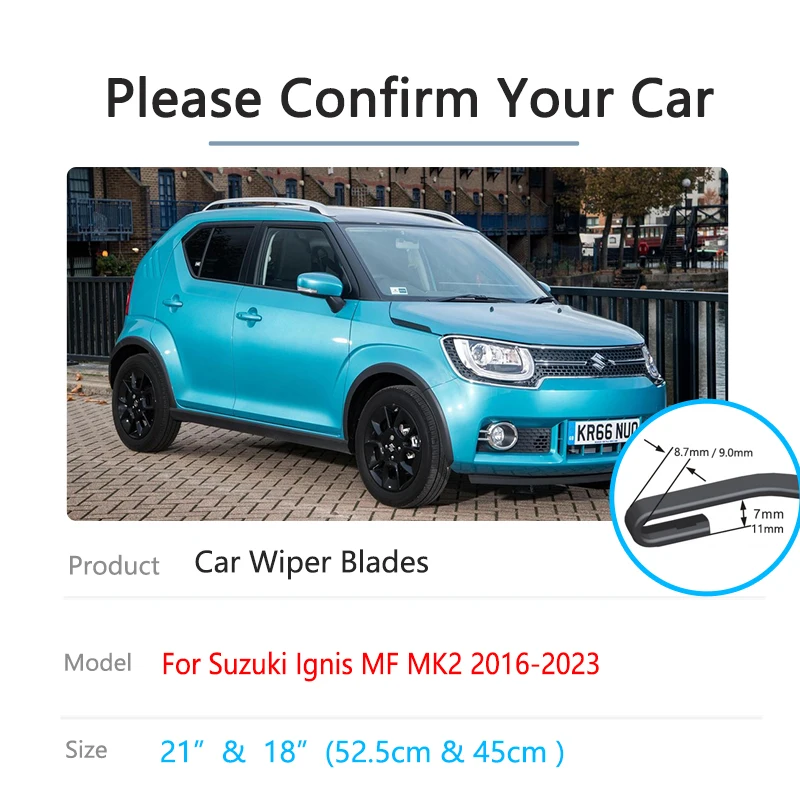 2x For Suzuki Ignis MF MK2 2016~2023 Colorful Front Wipers Blade Windows Windshield Windscreen Brushes U J Hook Car Accessories