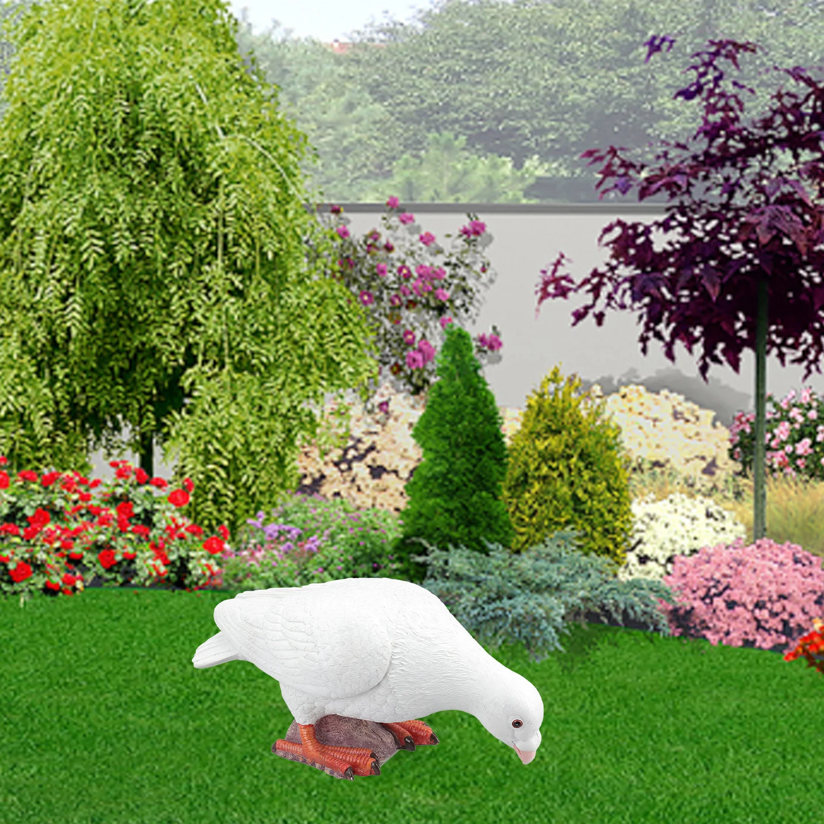 Artificial White Doves Ornament High Simulation Resin White Feather Birds Ornaments For Garden Home Decoration