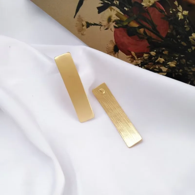 여성을위한 패션 주얼리 금속 매트 귀걸이 트렌드 기하학 골드 컬러 실버 도금 스퀘어 드롭 귀걸이 레이디 도매