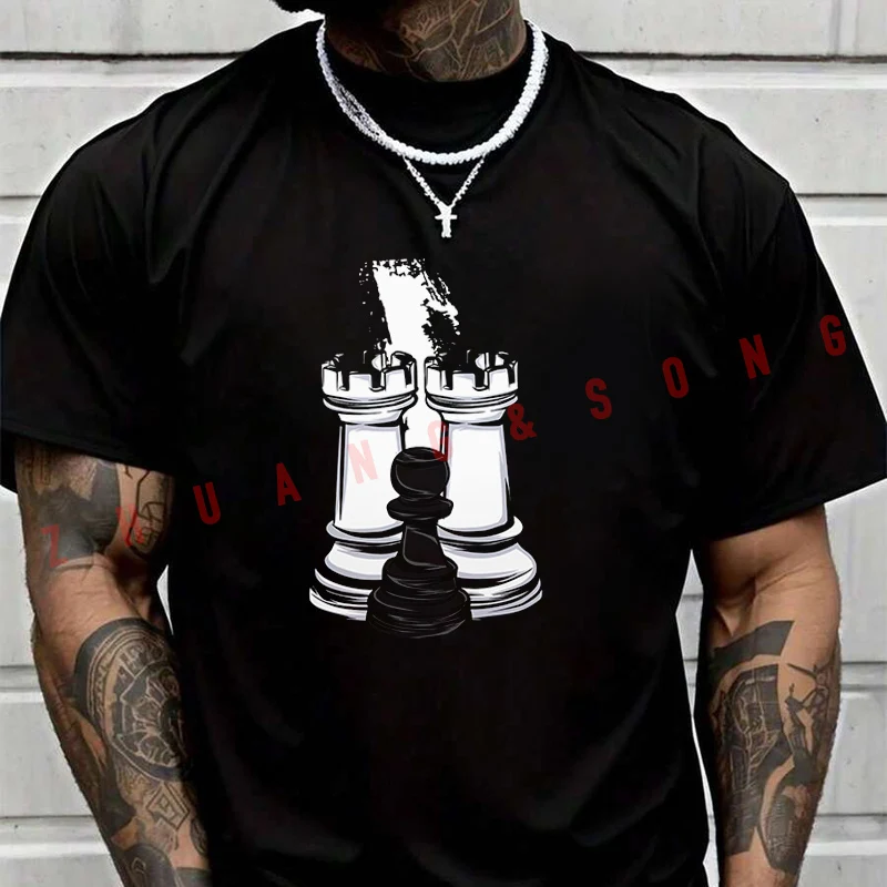

Мужская модная футболка Chess Rook And Pawn, повседневные модные футболки на лето, удобные топы с короткими рукавами