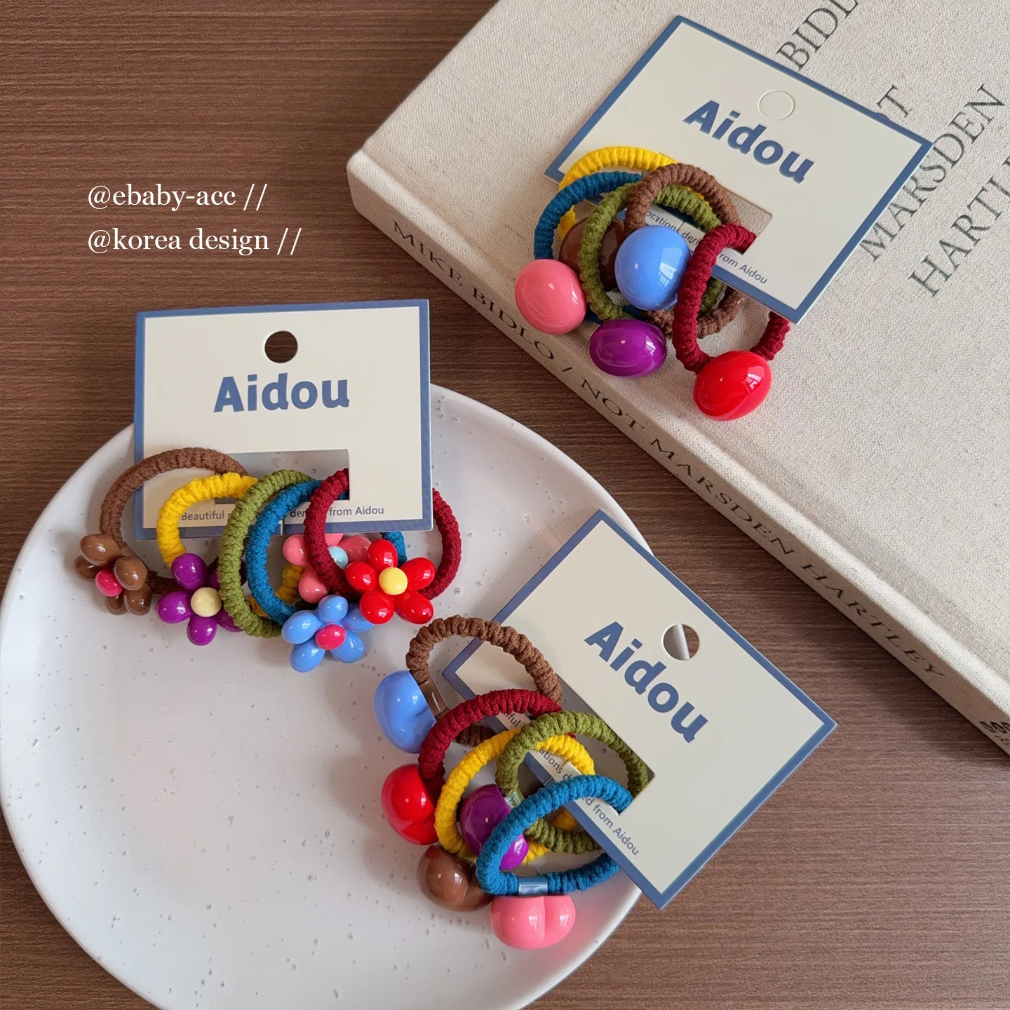 Hair Ties Kids Colorful Candy Thick Wide High Elastic Ponytail Rubber Bands Premium Soft Durable Hair Friendly Daily