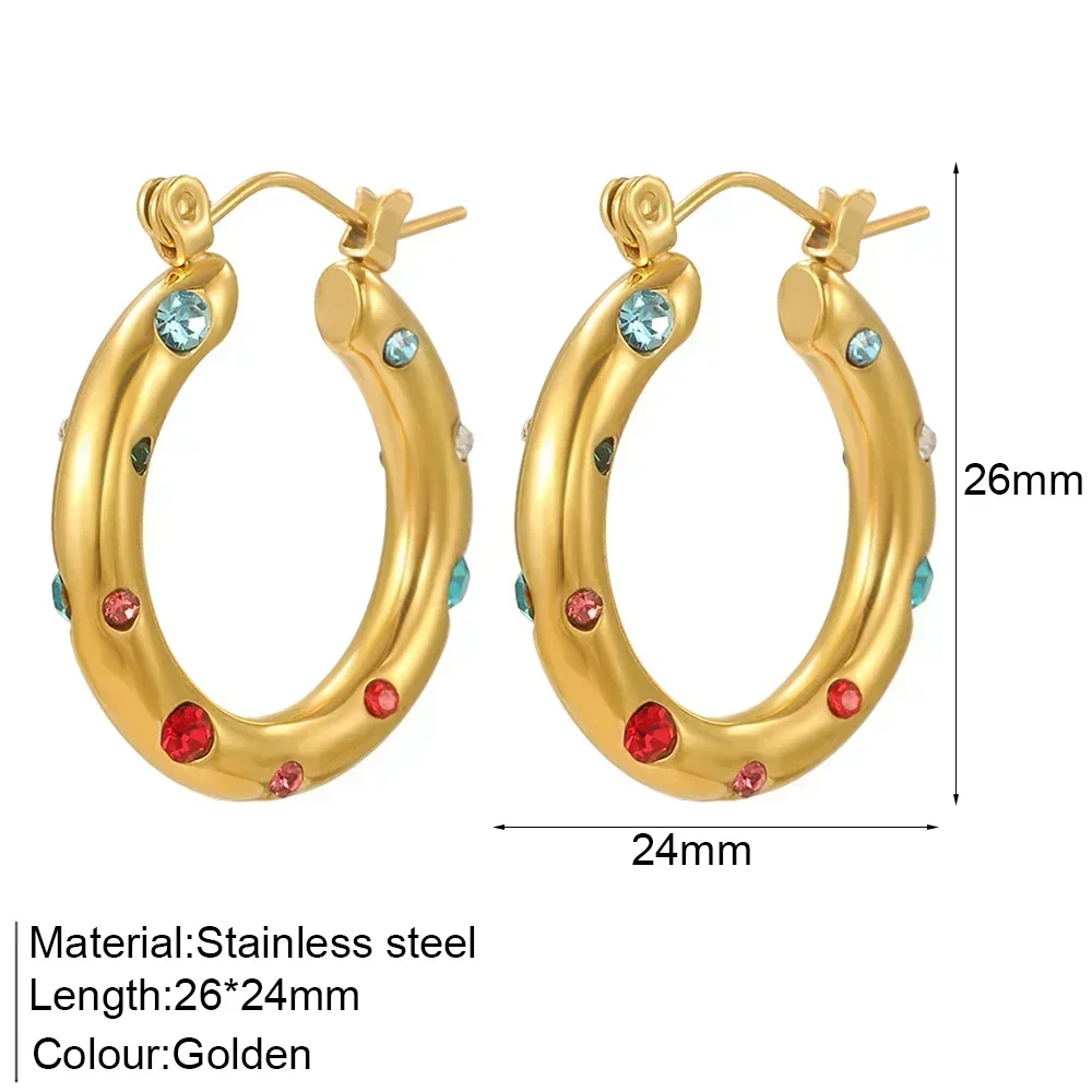 Bohemian earrings in stainless steel hoop for ladies pairing party pavé with zircon cyberpunk  Luxury designer jewelry 2024