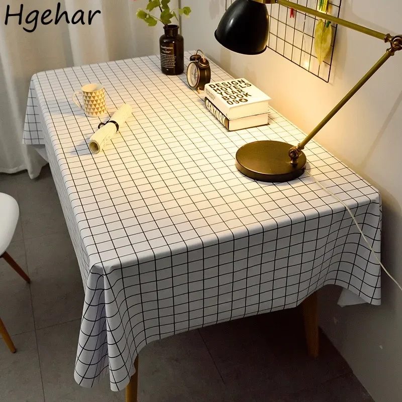 Plaid Table Cloth Waterproof Oil-proof Anti-scalding PVC Tablecloth Desk Ins Student No-wash Anti-fouling Tablecloths Household