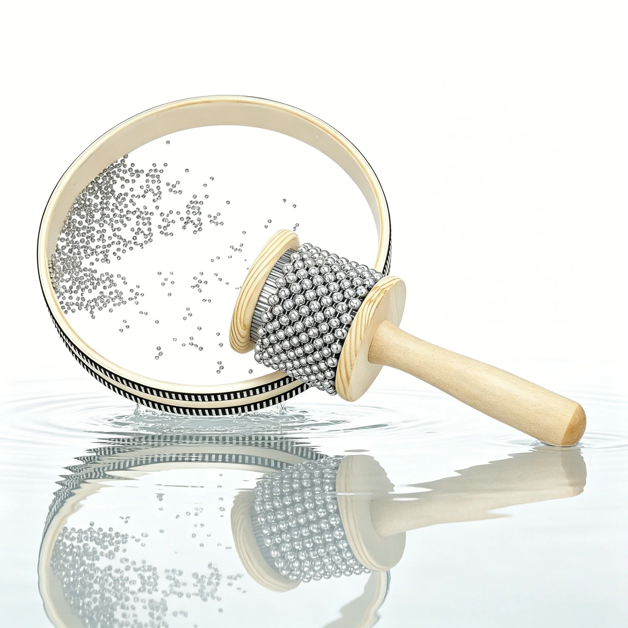 2 Piezas de Cabasa de Madera, Instrumento de Percusión y Tambores Marinos con Cuentas Onduladas, Instrumento Musical de Percusión para la Educación Musical Infantil