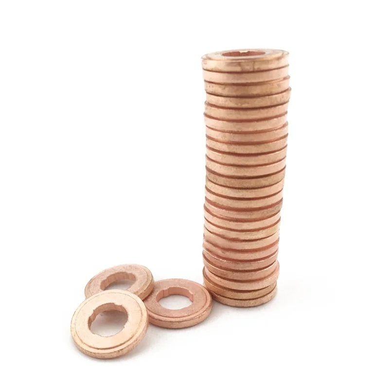 50PCS 7×15mm Diesel Common Rail Injektor Düse Kupfer Dichtungsscheibe EURO-III Shim Dichtung für Bosch – Detail 1