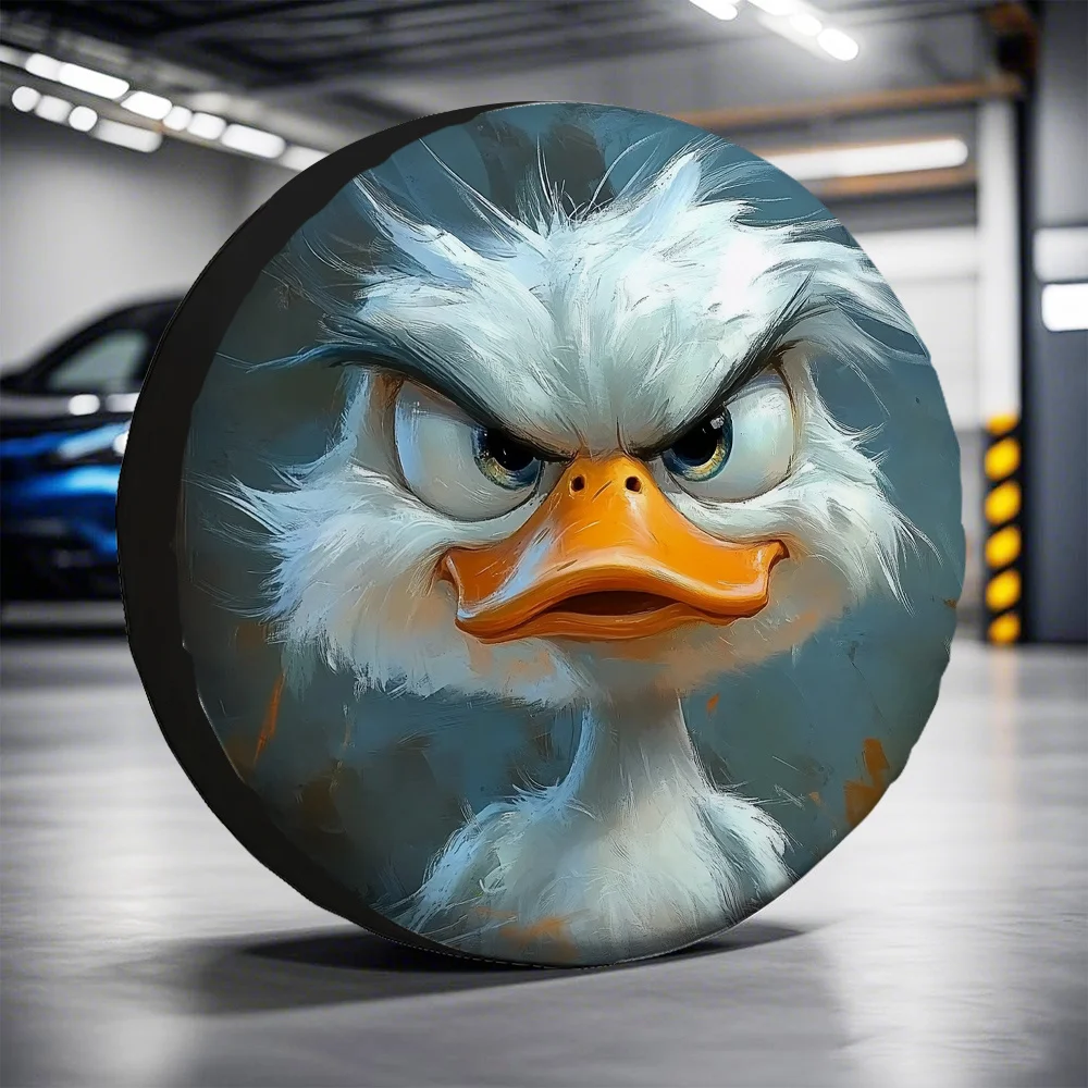 1pc, Charming Duck Design Tire Cover - 100% Polyester, No Electricity Needed, Perfect For Camping And Outdoor Use, Durable And S