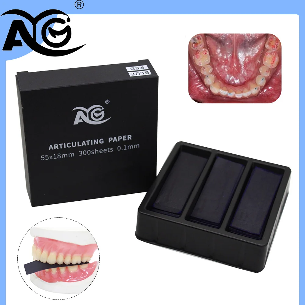 Bandes de papier articulatrices dentaires AG 300 feuilles/boîte, rouge/bleu, instrument de laboratoire dentaire, blanchiment des dents, outils pour dentistes, 55*18mm