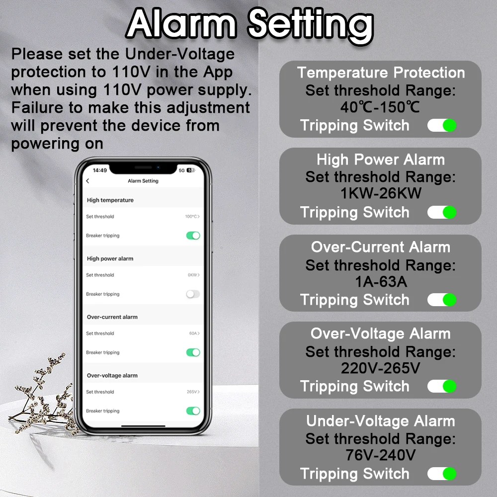 Tuya WiFi ZigBee MCB Smart Circuit Breaker 1/2P 63A Switch Energy Meter Timer Relay kWh Voltage Current Protector Remote Control