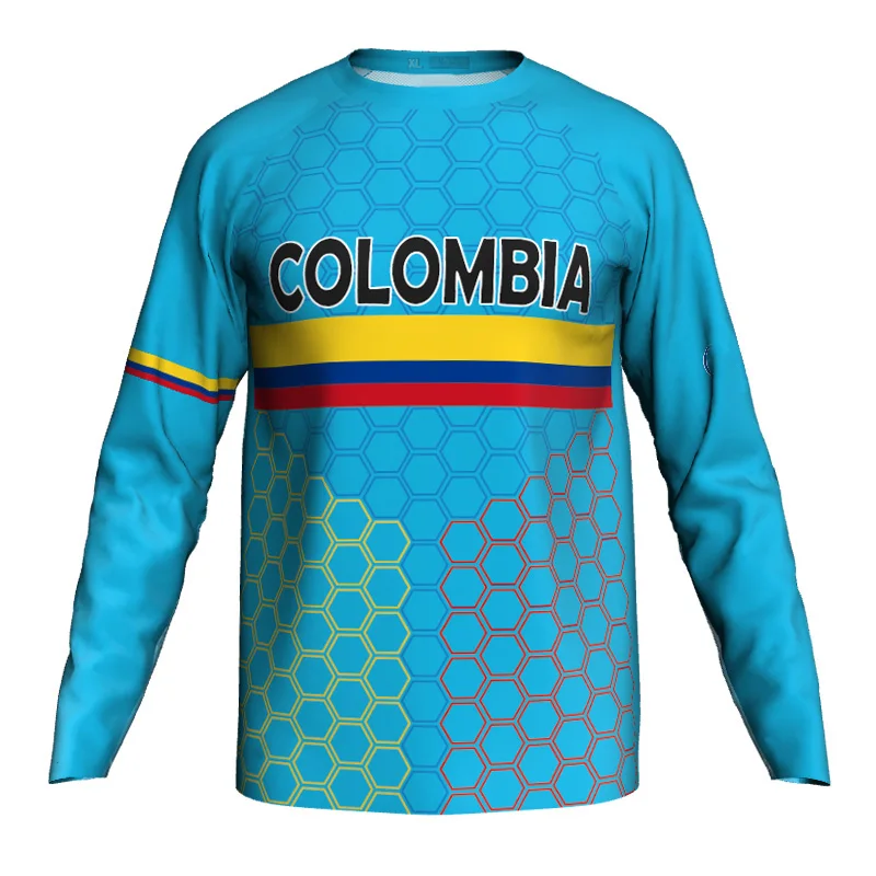 Long Sleeve Cycling Top, MTB Jersey, Colombia Mx Shirt, Bike MTB Shirt, Motocross Run Clothes, Bicycle Wear, Downhill Racer, BMX