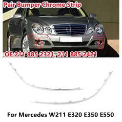 Pair Car Front Bumper Chrome Trim Molding Replacement For Mercedes W211 LCI 2007-2009 2118852321 2118852421 Bumper Trim