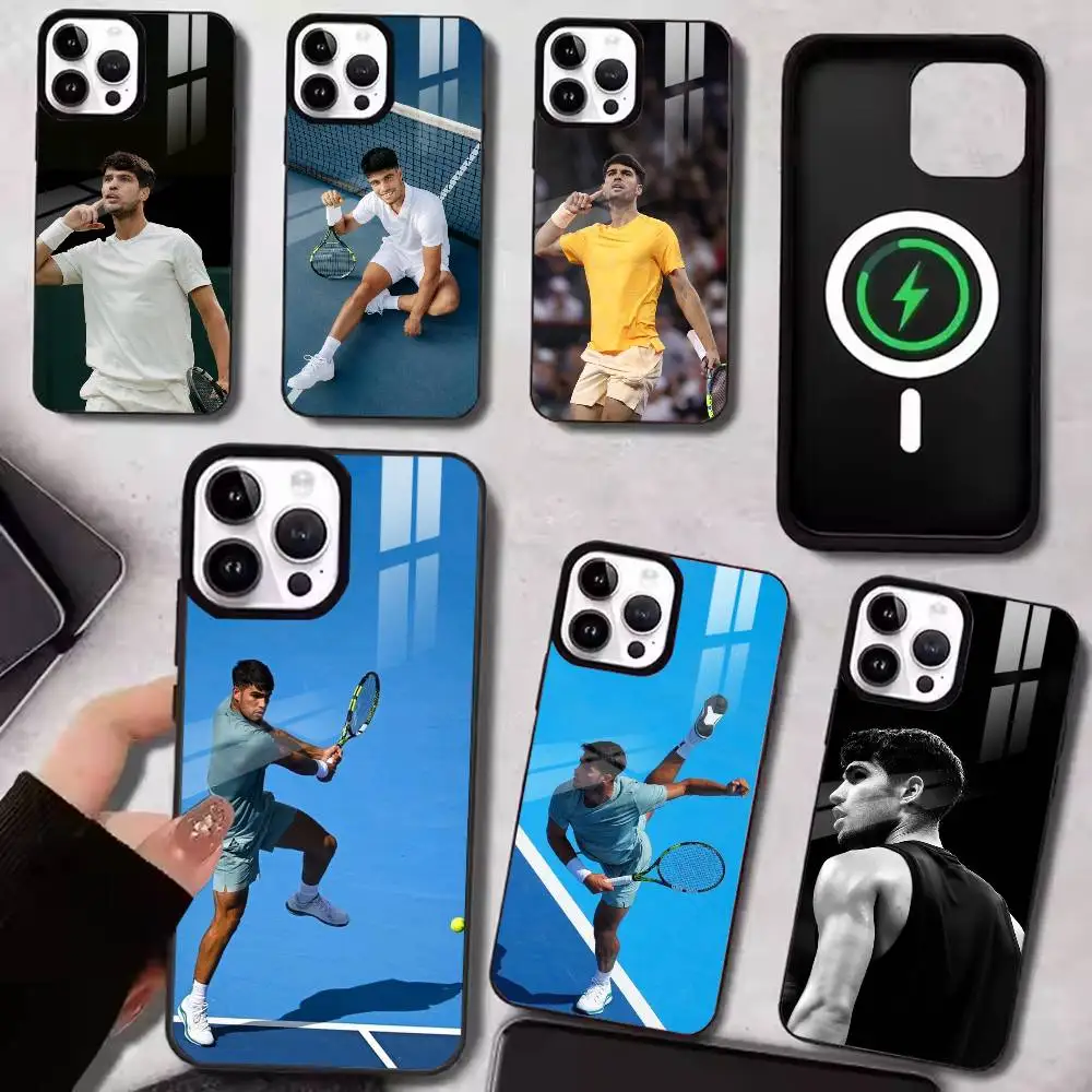 

C-Carlos Alcaraz Rising Leader Phone Case For iPhone15,16,17,14,13,12,11 Plus,Pro Magnetic For Wireless Charging