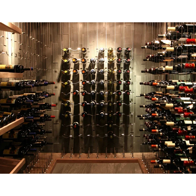 custom.Customized Modern Floating Wine System Wire Display Cabinet Wall Mounted Wire Wine Rack Display
