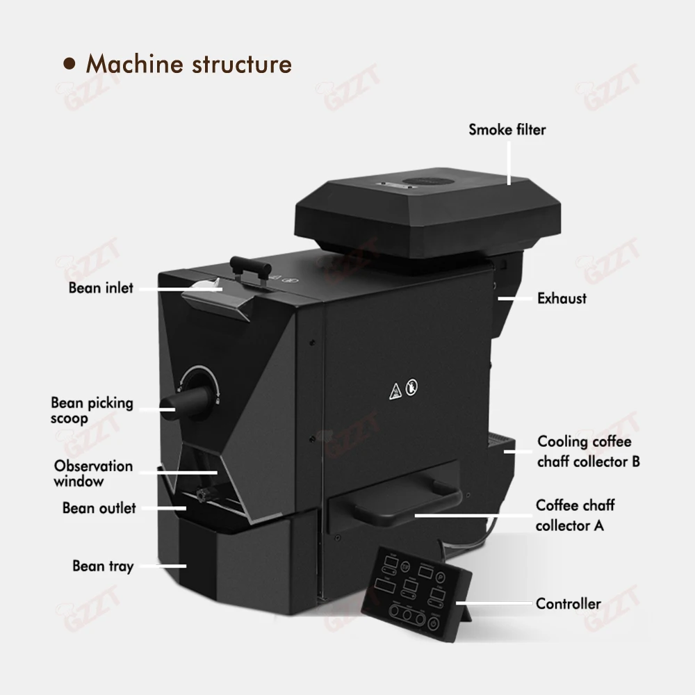 GZZT CBR mesin sangrai biji kopi otomatis, mesin pemanggang elektrik Roaster komersial dengan 3 biji 110V 220V