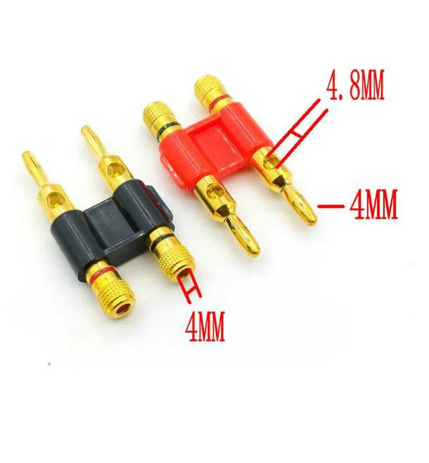 Double Row 4mm Banana Plug Connector Gold Plated Speaker Adapter Two-position Audio Loudspeaker Cross Plug k K5