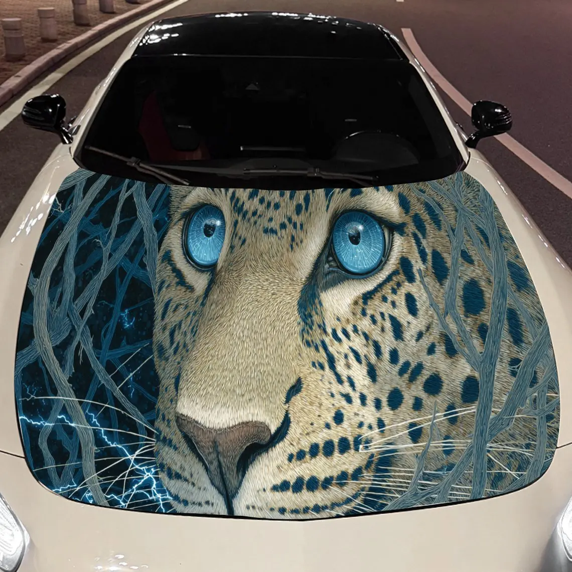 Cute leopard print,car hood stickers,PVC waterproof Self adhesive car hood sticker,car hood decoration protection stickers,Auto