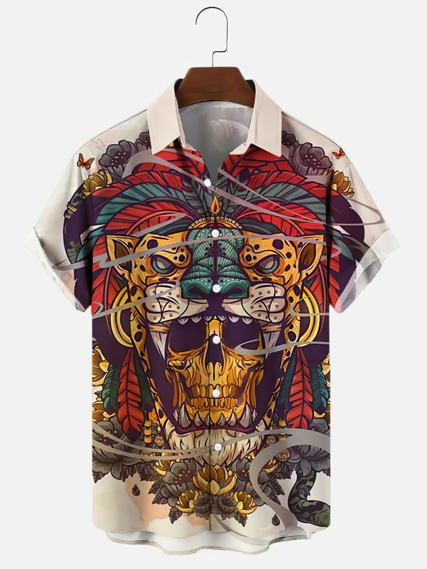 Skull Social Shirt Men\'s Short Sleeve Hawaiian Shirt 3d Print Oversized Hip Hop Shirts Rock Style Resort Casual Men Clothing