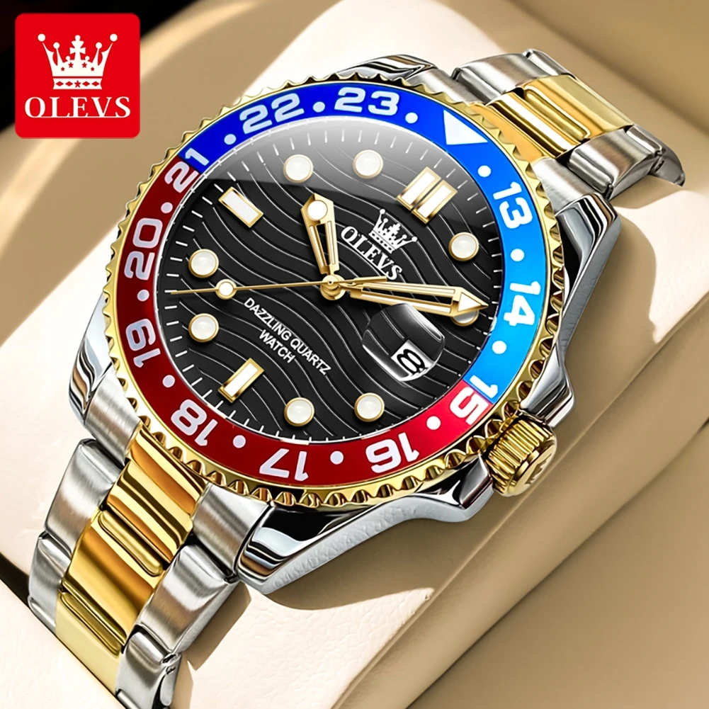 OLEVS 3610 Luxus-Herrenuhr Bestseller Top-Marke Original Green Ghost Serie Leuchtende Automatische Datums-Taucheruhr Sportliche Quarzuhren für Männer