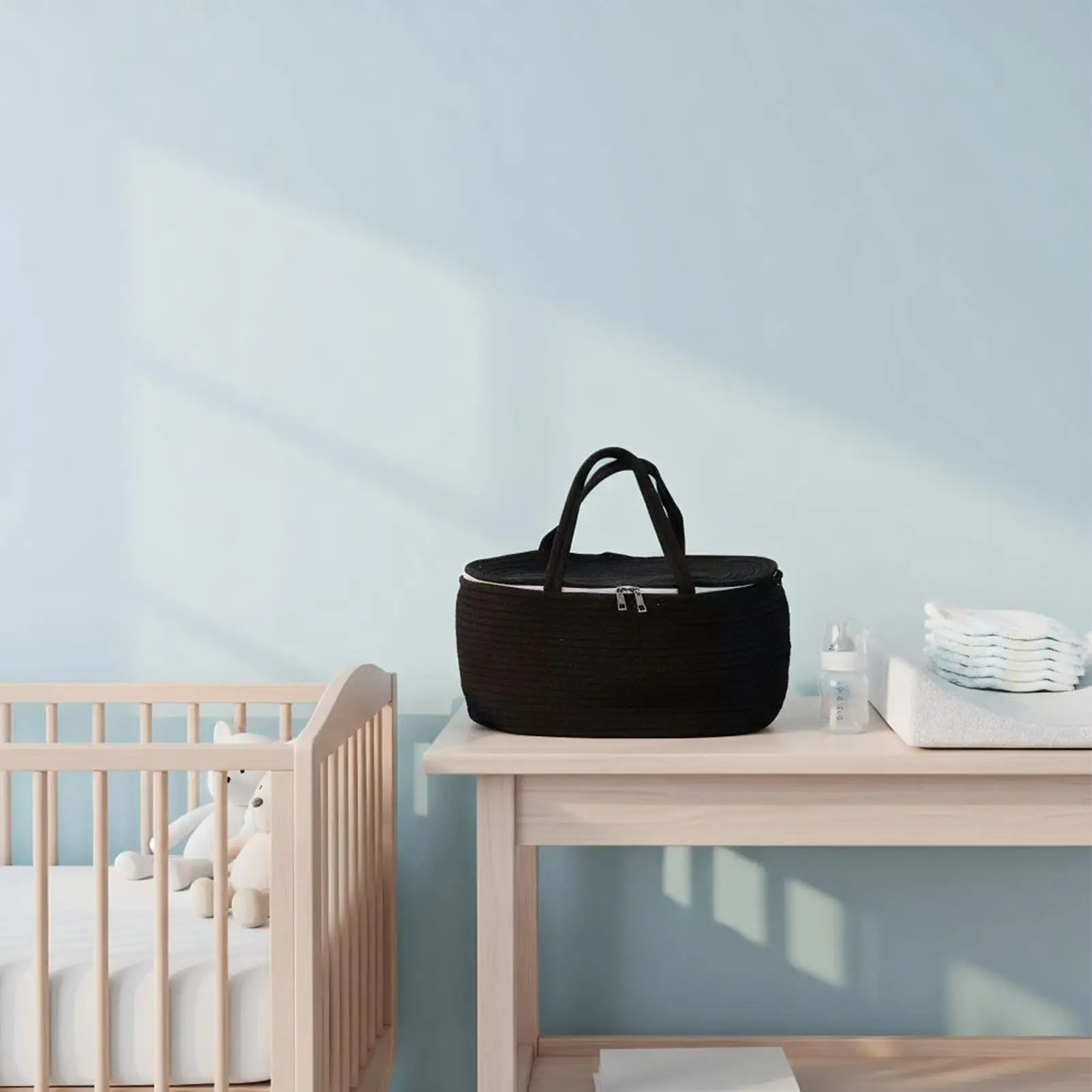 سلة حفاضات سعة كبيرة حقيبة محمولة تغيير الجدول التخزين المنظم للسفر في الهواء الطلق سيارة الحمام السرير نزهة الوالدين #4