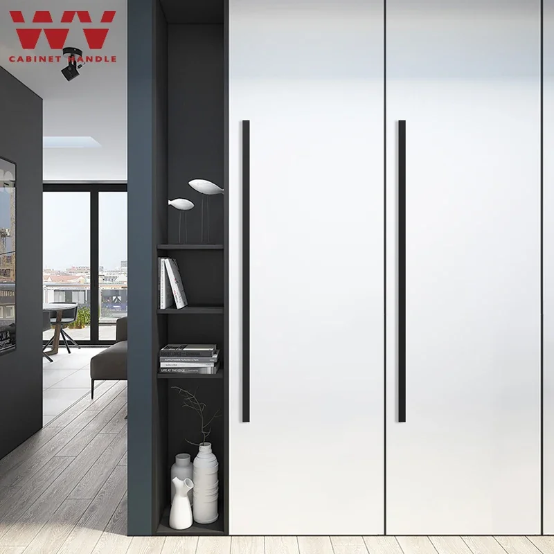YM American Black Cabinet Door Handles Modern 1000MM 1200MM Long Minimalist Handles Drawer Wardrobe Cabinet Pulls Aluminum Alloy