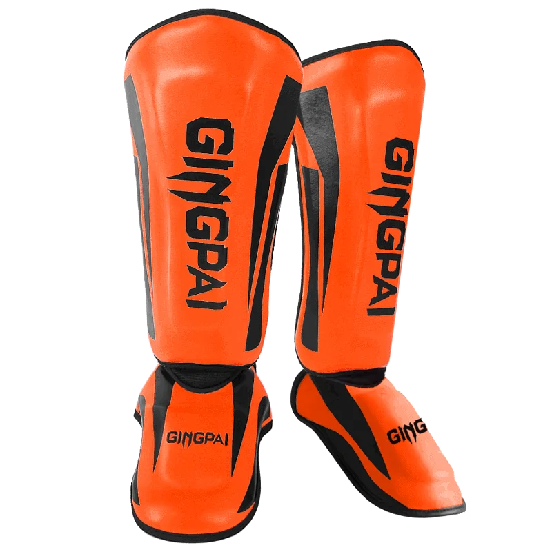 GINGPAI Professional Boxing Thicken Shinguards Greaves Instep Foot Muay Thai Gloves Fighting Men MMA Shin Guard Protection