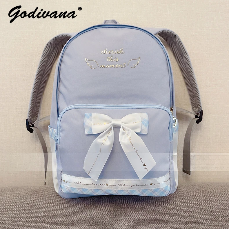 Japanese Style 2024 New Girls\' Bowknot Backpack Student Schoolbag Large Capacity Portable Female Shoulder Bags