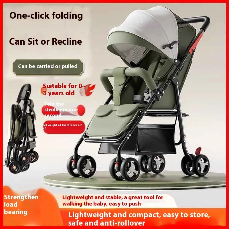 

Baby Stroller Lightweight Foldable Compact Travel Pushchair 4 Wheel Stable Newborn Carriage Outdoor Toddler Buggy