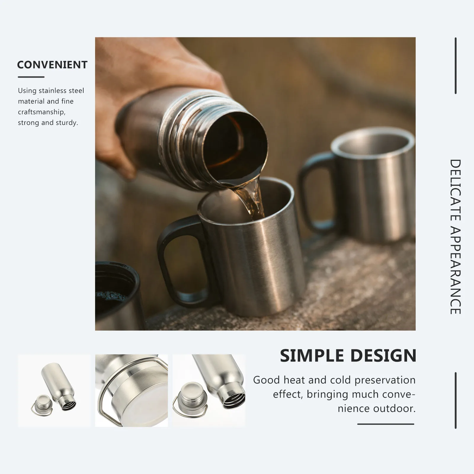 

Stainless Steel Portable Insulated Vacuum Leak-proof Handle Design Outdoor Sports Travel Multi-function Water for Tea
