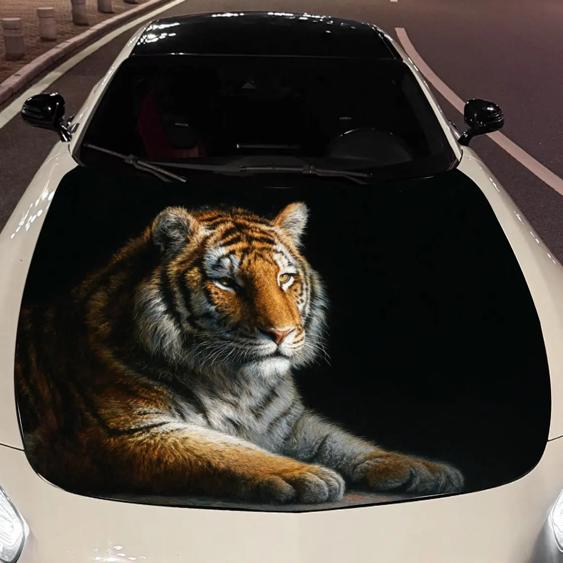 

Car Decals A Tiger Exuding Regal Poise And Subtle Power In A Restful Depiction Car Hood Sticker, Waterproof Self - Adhesive Viny