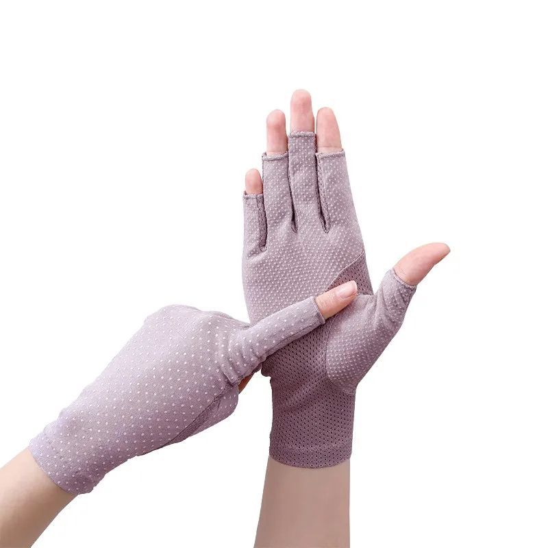 

Women Half Fingers Gloves Summer Stretch Thin Semi-Finger Outdoors Driving Gloves Anti-Slip Sunscreen Anti-UV Fingerless Glove