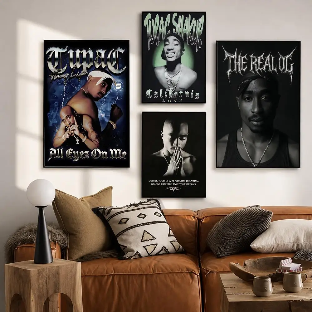 Best-selling Entertainment T-Tupac ShakurS Poster Vintage Retro Anime Poster Stickers Peel and Stick Wall Art Home Decor