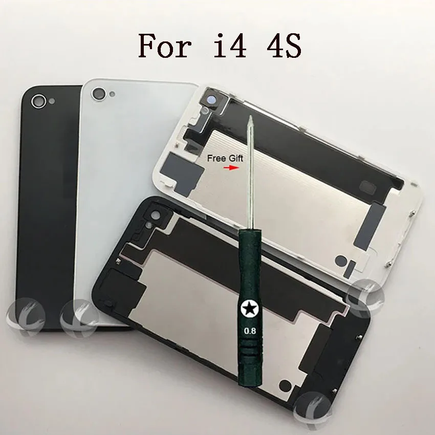 Back Glass Cover For iPhone 4 4S Rear Crystal Panel Housing Plate Battery Lid Door Shell With Free Gift