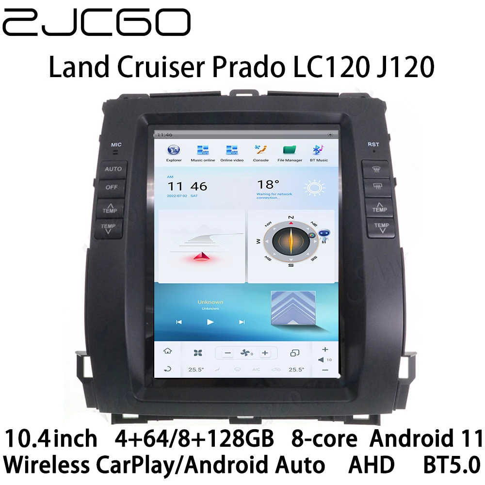 

Автомобильный мультимедийный плеер ZJCGO, стерео, GPS, радио, навигация, Android 11, экран для Toyota Land Cruiser Prado 120 LC120 J120 2002 ~ 2009