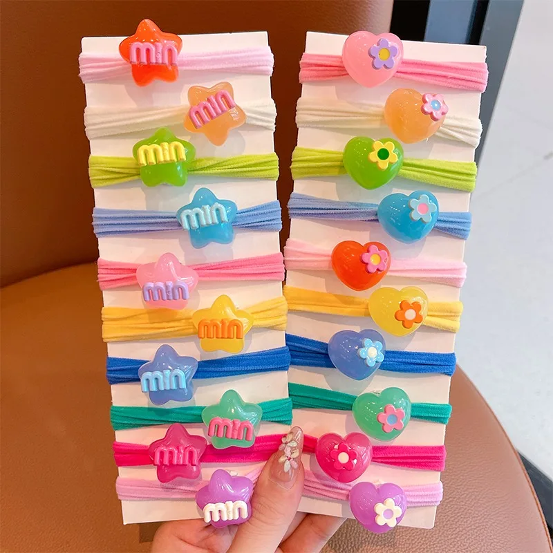 10 Pcs/Set Baby Girls Cute Candy Colors Star Elastic Hair Bands Children Sweet Soft Srunchies Rubber Bands Kids Hair Accessories