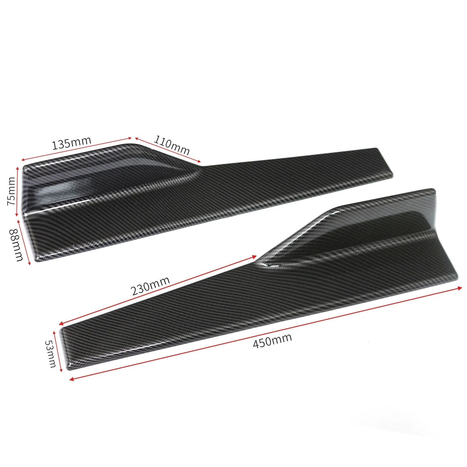 Universal 45cm  2Pcs/Set Car Wide Body Side Skirts Splitters Kit Modified Sideskirts Rocker Anti-Scratch Winglet Wings Bumper